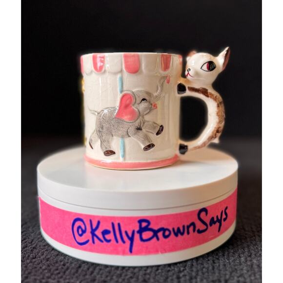 Vintage “All Gone" Child’s Cup Mug Ceramic Carousel Merry Go Round Circus Animal - Picture 1 of 6